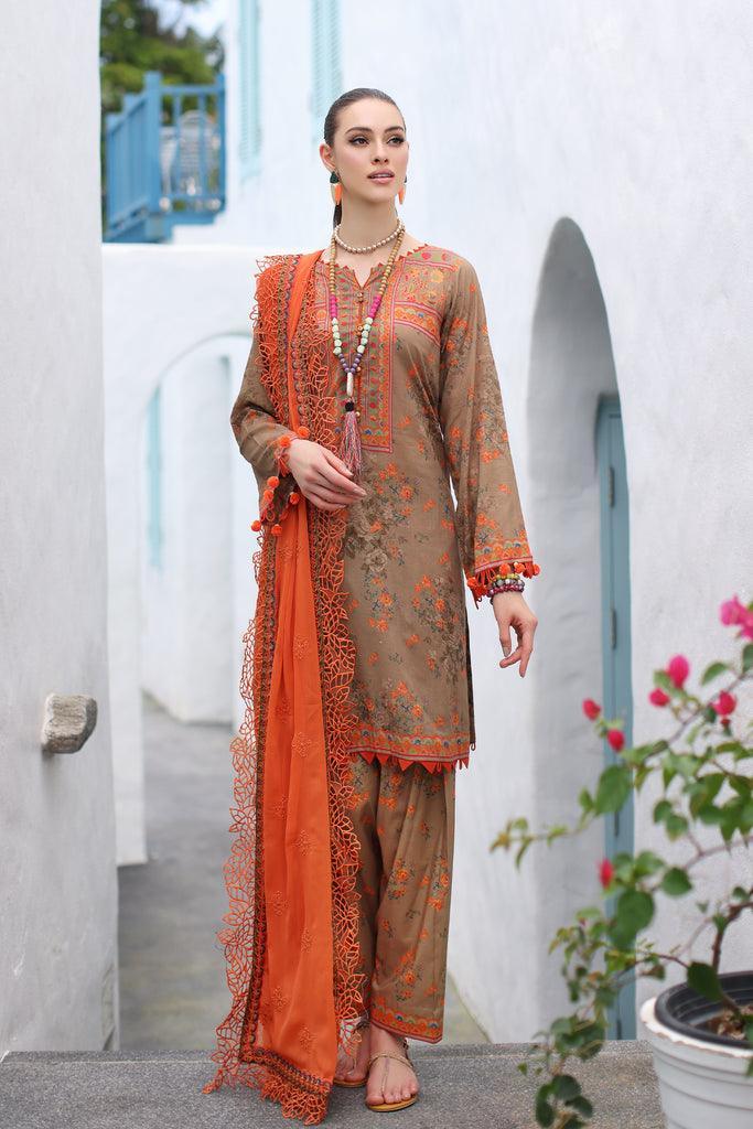 Charizma - 3 PIECE READYMADE LAWN SHORT WITH EMBROIDERED CHIFFON DUPATTA PM4 - 11