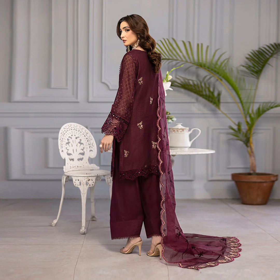 ZAHRA RUBAB Farshi shalwar 3-Piece Ready To Wear PLUM ZR-2516