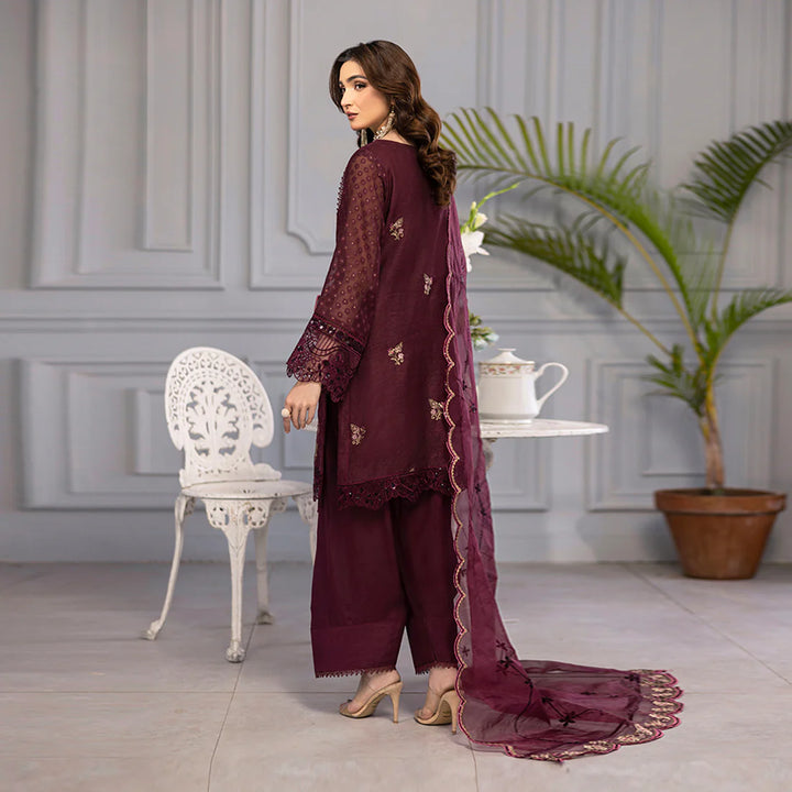ZAHRA RUBAB Farshi shalwar 3-Piece Ready To Wear PLUM ZR-2516
