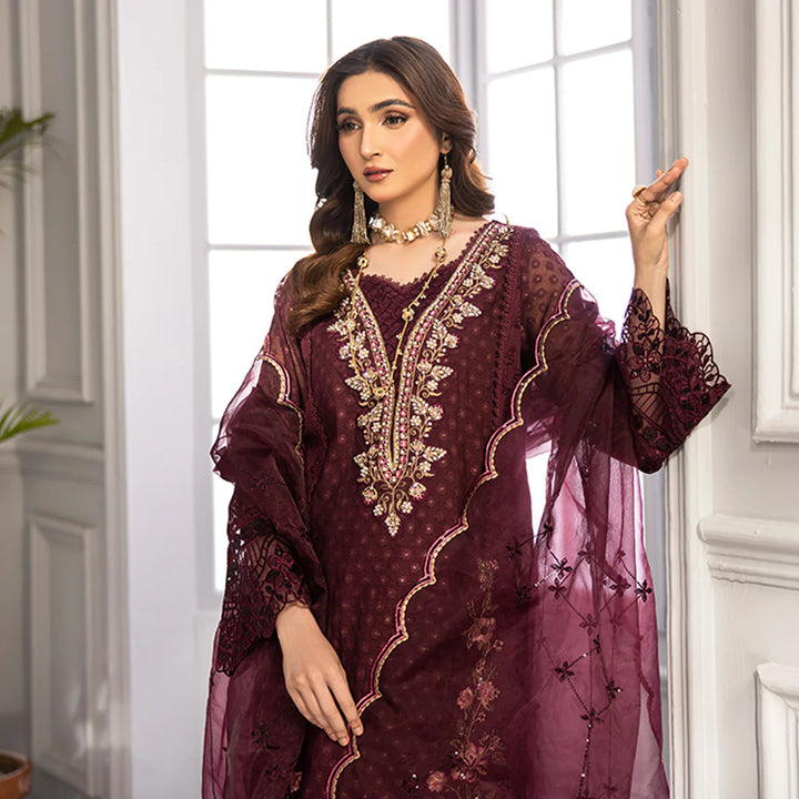 ZAHRA RUBAB Farshi shalwar 3-Piece Ready To Wear PLUM ZR-2516