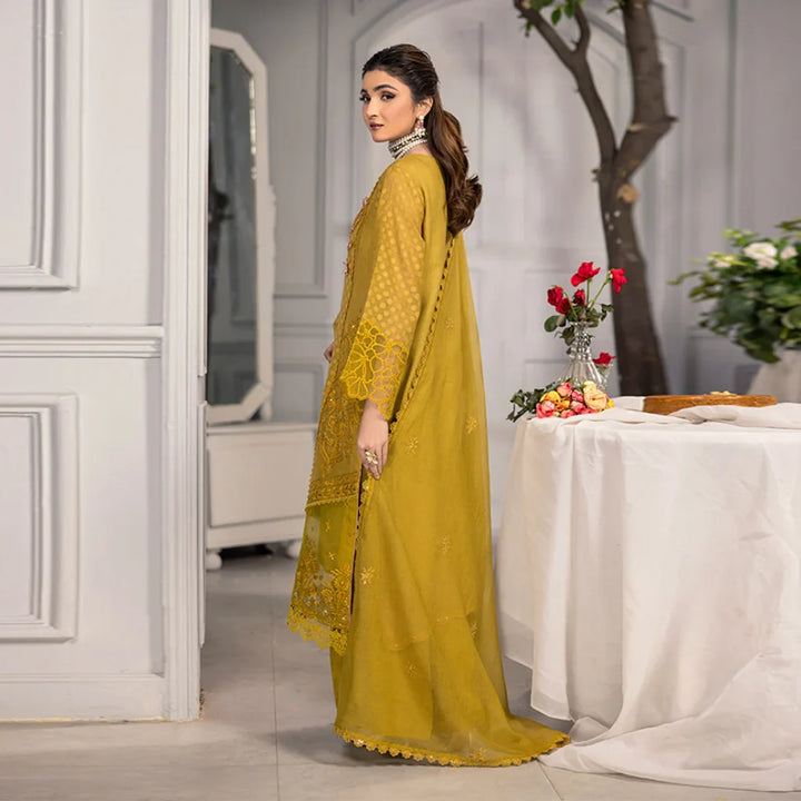 ZAHRA RUBAB  Farshi Shalwar 3-Piece Ready To Wear SAFFRON ZR-2519