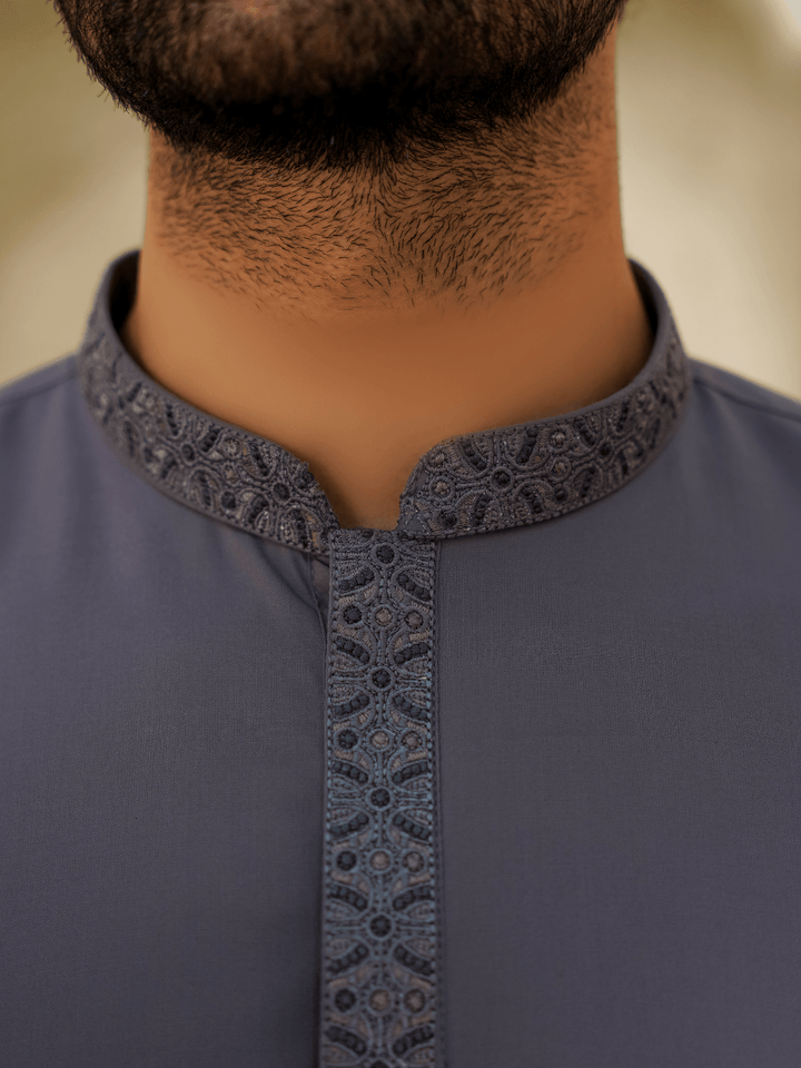 Al-Qaisar Men's Lilac Embroidered Shalwar Kameez AQ-13