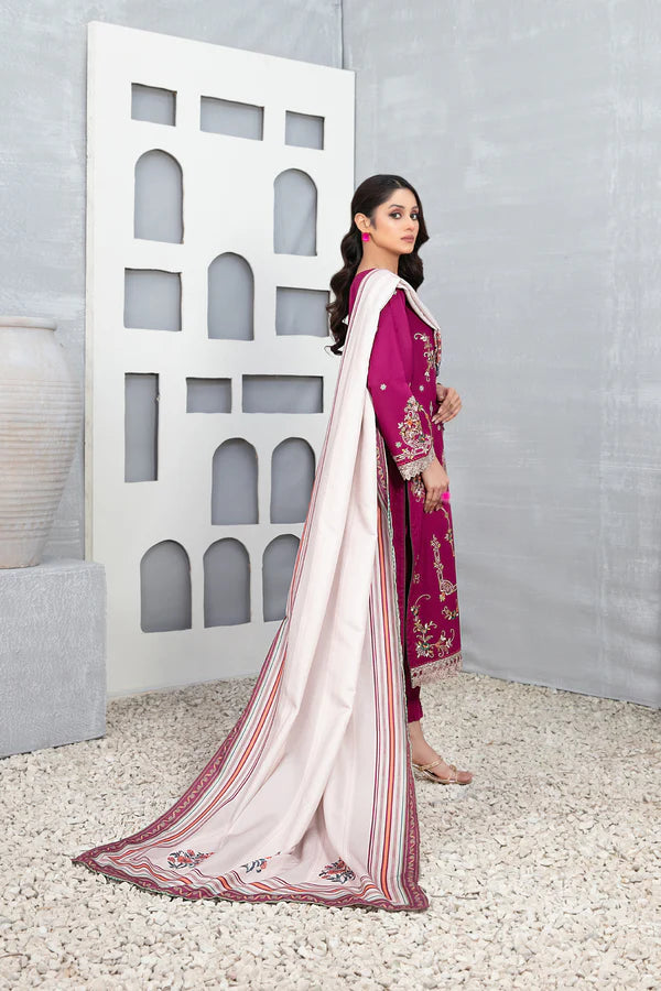 3-PIECE TAWAKKAL FABRICS STITCHED MUHSINA EMBROIDERED STAPLE - DIGIAL PRINTED DUPATTA - D-5492