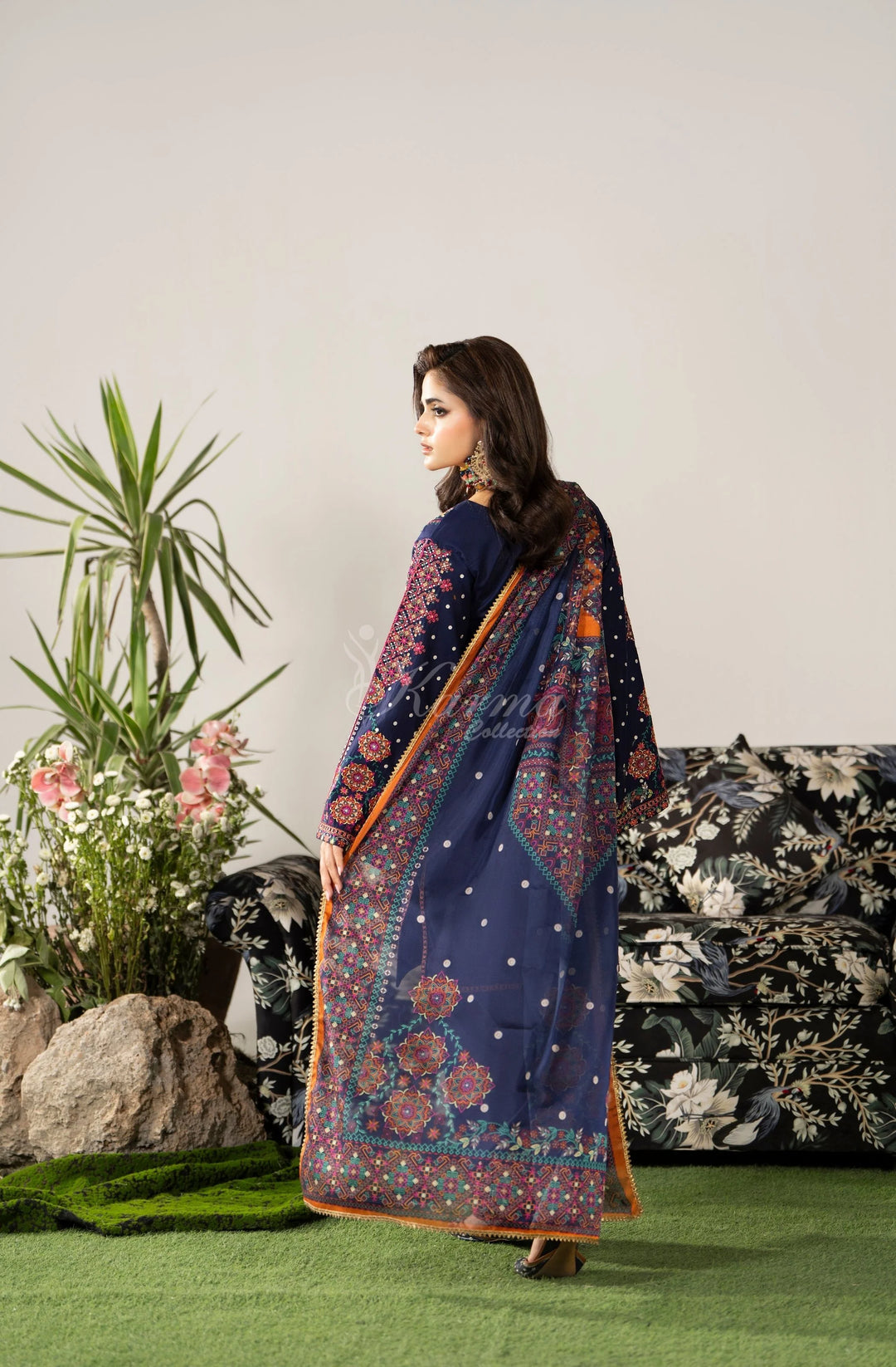 KARMA LUXURY COLLECTION –3PIECE READY-TO-WEAR kC-1582 NAVY