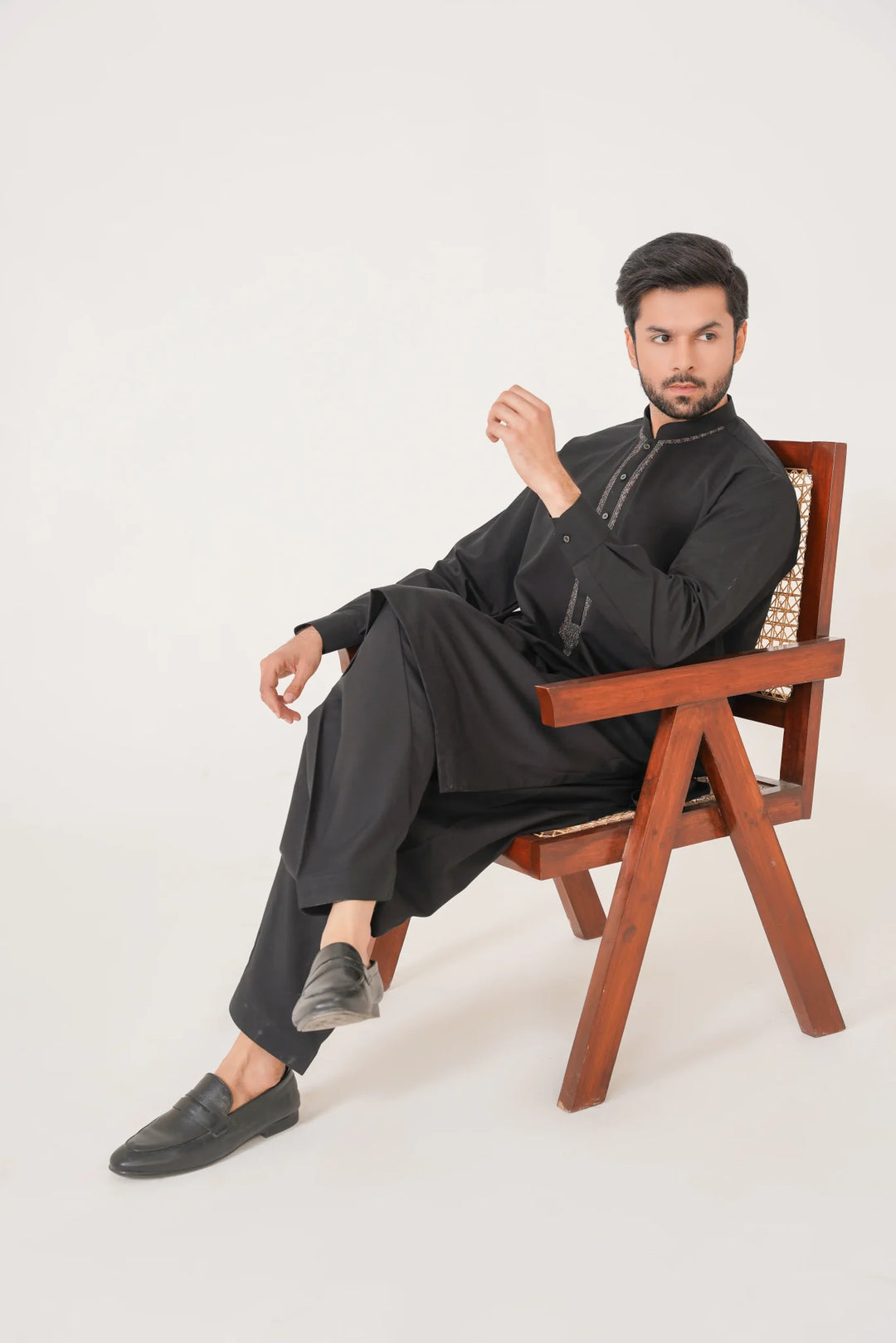 Al-Qaisar Black Embroidered Shalwar Kameez AQ-26
