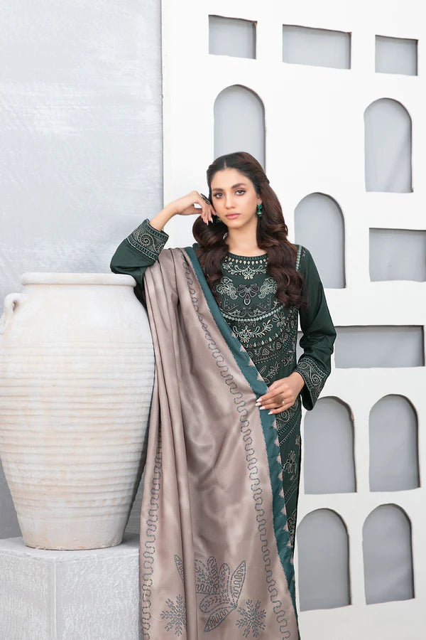 3-PIECE TAWAKKAL FABRICS STITCHED MUHSINA EMBROIDERED STAPLE - DIGIAL PRINTED DUPATTA - D-5488