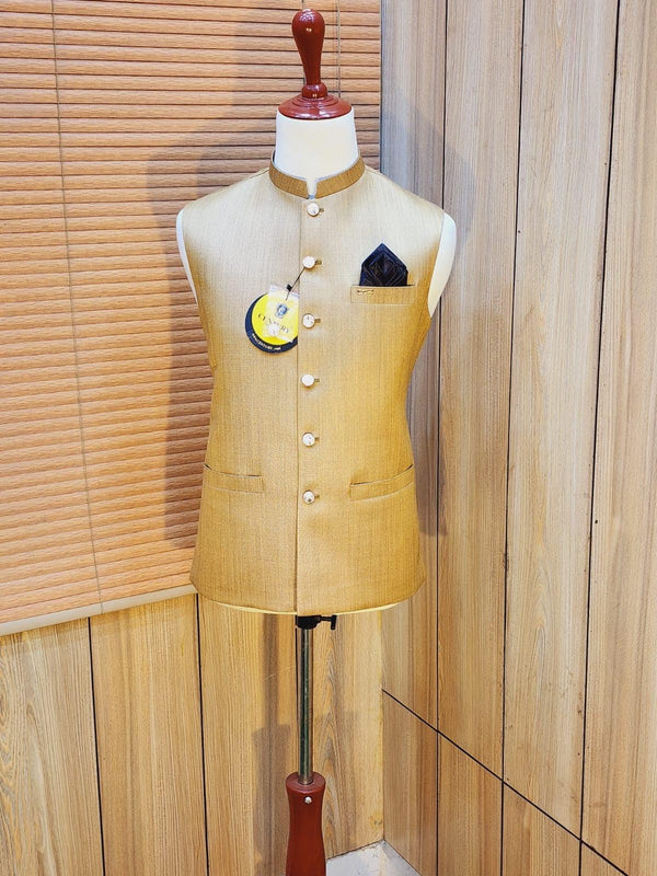 Men's Gold Plain Waistcoat WQ-17