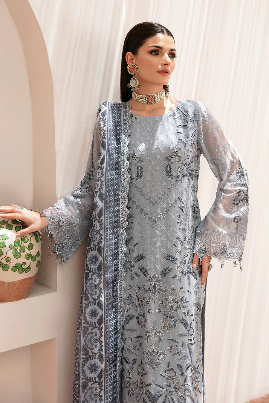 RAMSHA READY TO WEAR CHIFFON COLLECTION full arm lining  T-209
