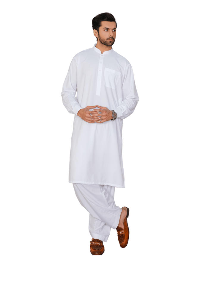 Al-Qaisar Men's White Shalwar Kameez AQ-01