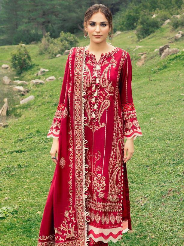Gul Ahmed 3PC Embroidered Pashmina Unstitched Suit with Embroidered Pashmina Shawl AP-42009