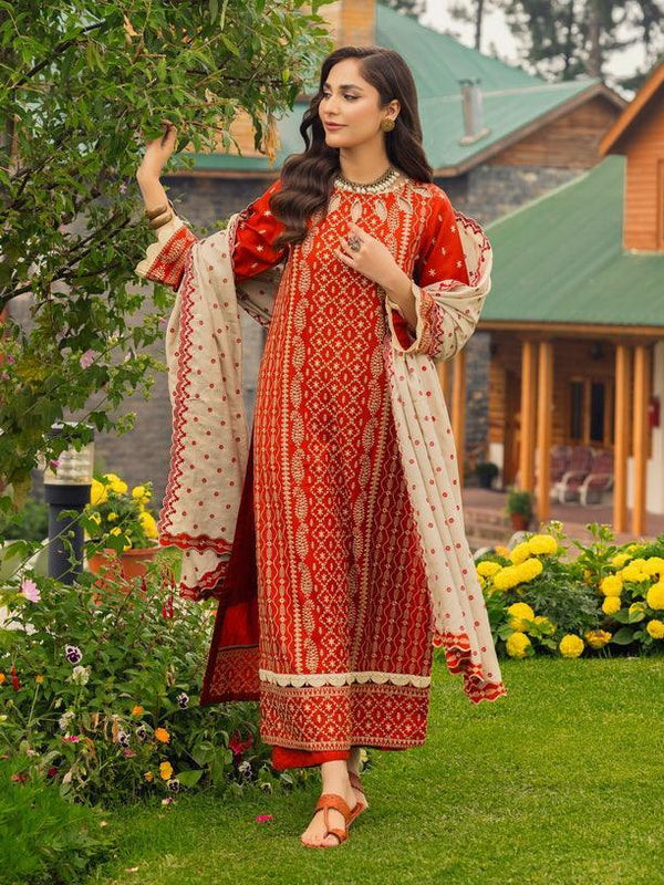 Gul Ahmed 3PC Embroidered Pashmina Unstitched Suit with Embroidered Pashmina Shawl AP-42011