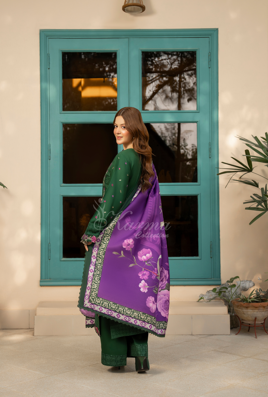 Karma Luxury Winter Collection – 3-Piece Ready-to-Wear (GREEN) -1526