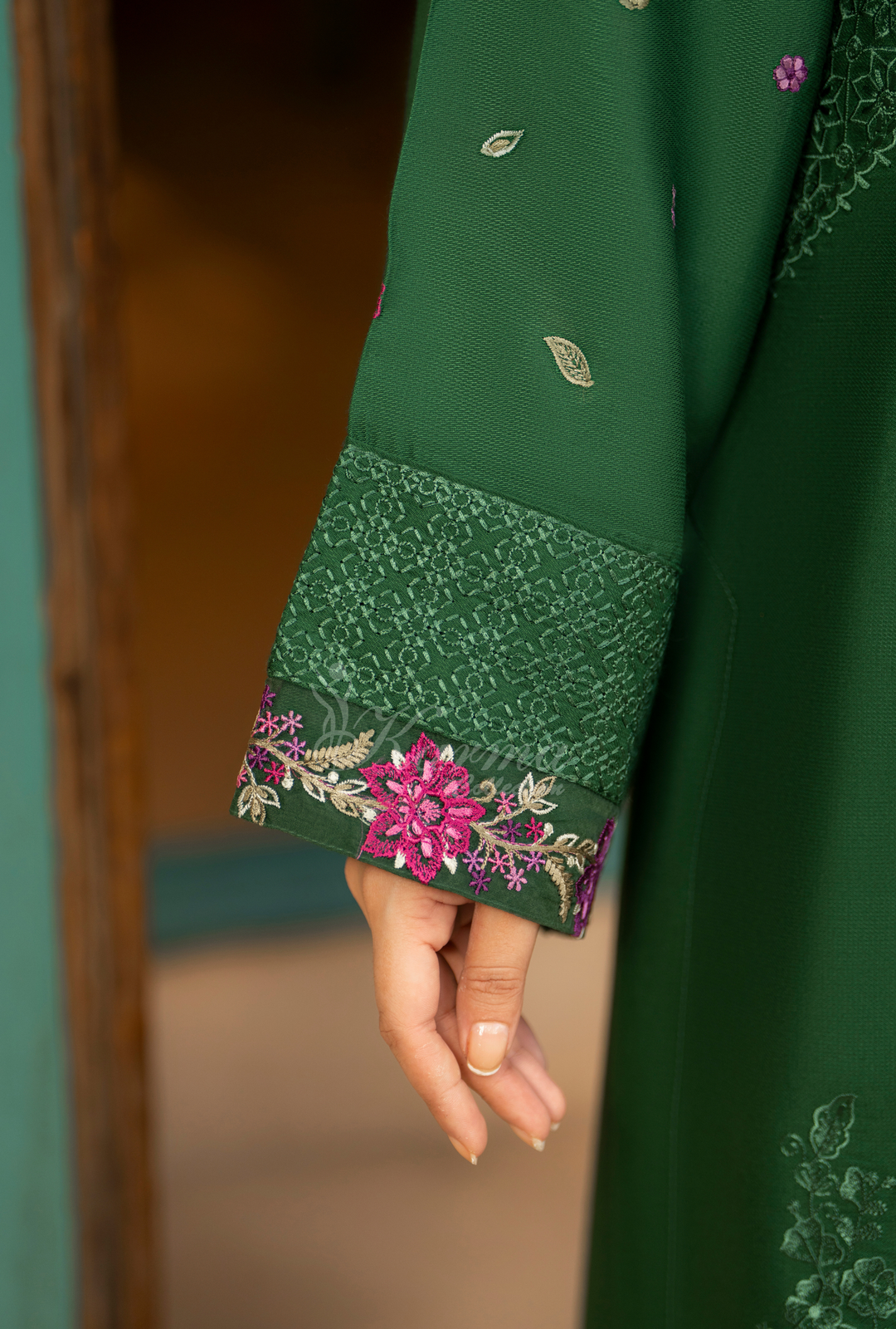 Karma Luxury Winter Collection – 3-Piece Ready-to-Wear (GREEN) -1526