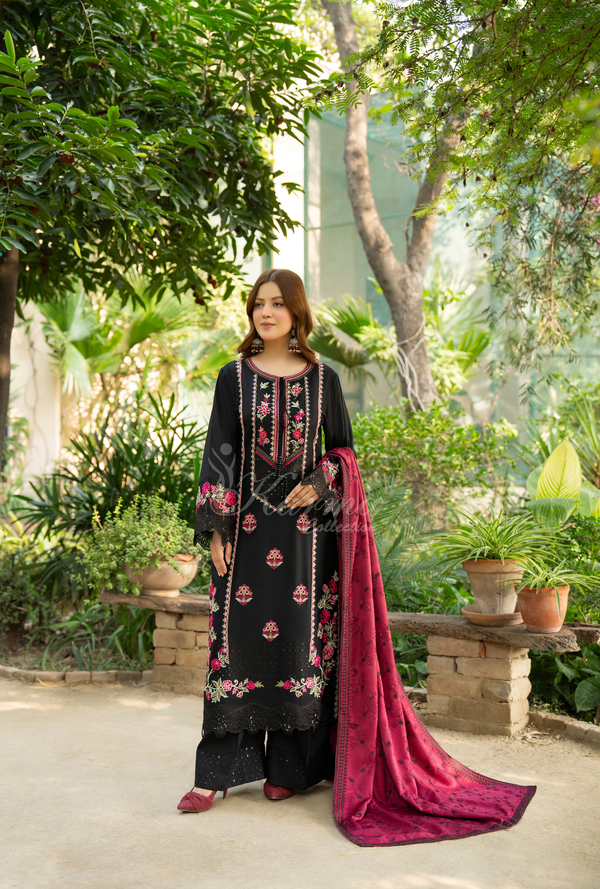 Karma Luxury Winter Collection – 3-Piece Ready-to-Wear (BLACK) -1529