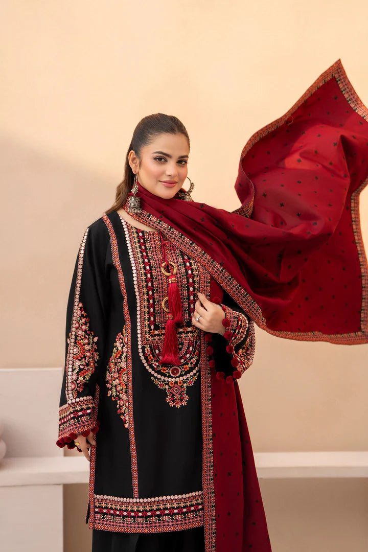 Karma Mishal Luxury Winter Collection – 3-Piece Ready-to-Wear (1532 Blood Stone)