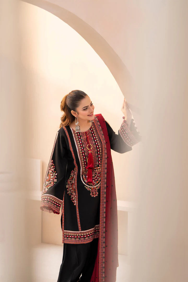 Karma Mishal Luxury Winter Collection – 3-Piece Ready-to-Wear (1532 Blood Stone)