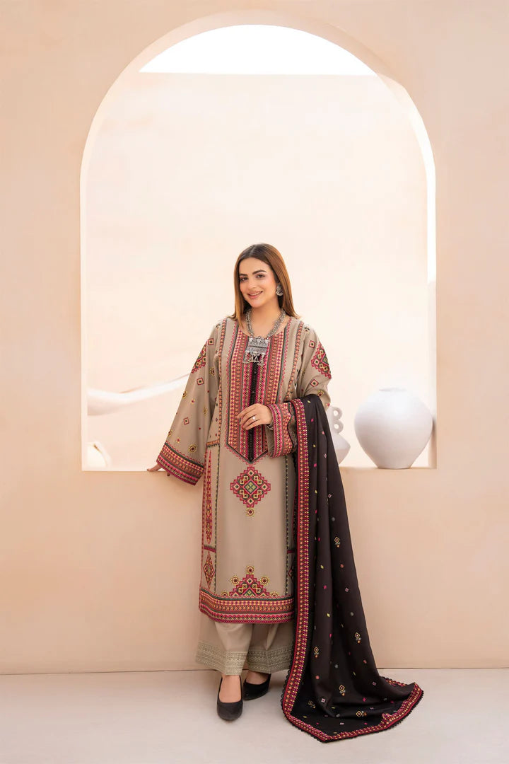 Karma Mishal Luxury Winter Collection – 3-Piece Ready-to-Wear (1533 Light Oatmeal)