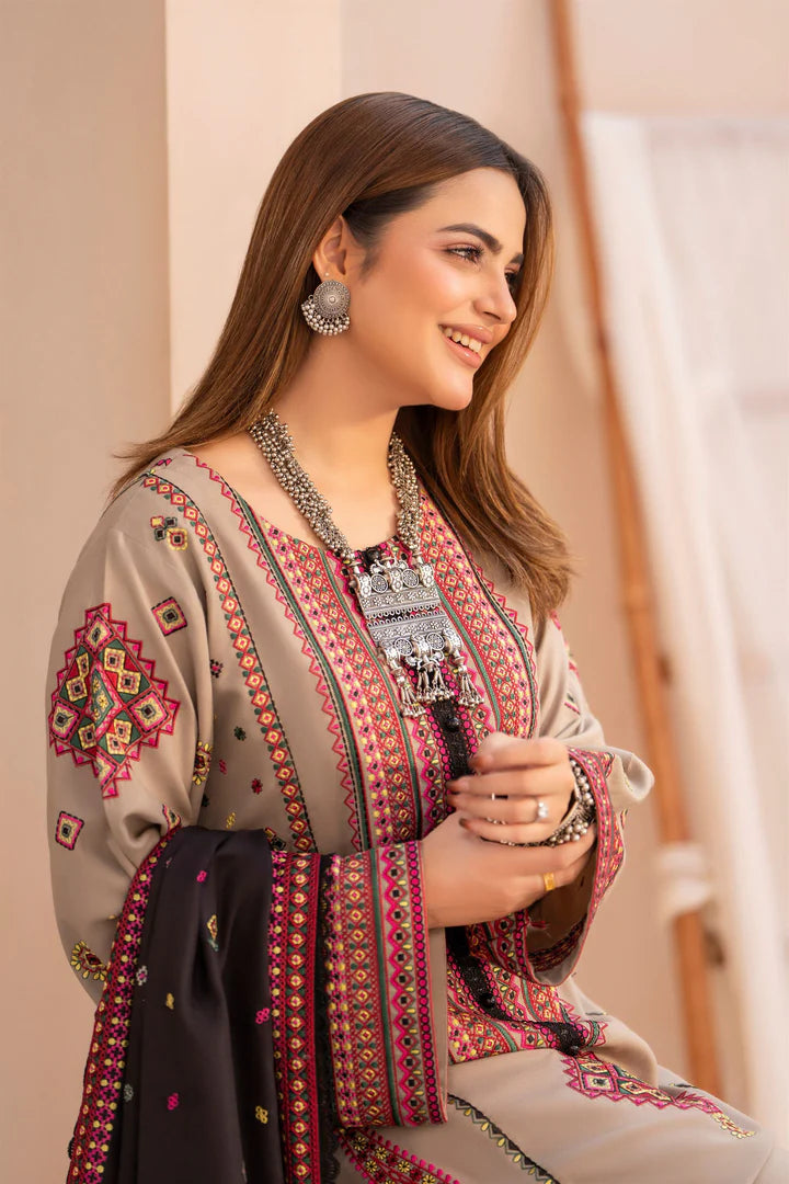 Karma Mishal Luxury Winter Collection – 3-Piece Ready-to-Wear (1533 Light Oatmeal)