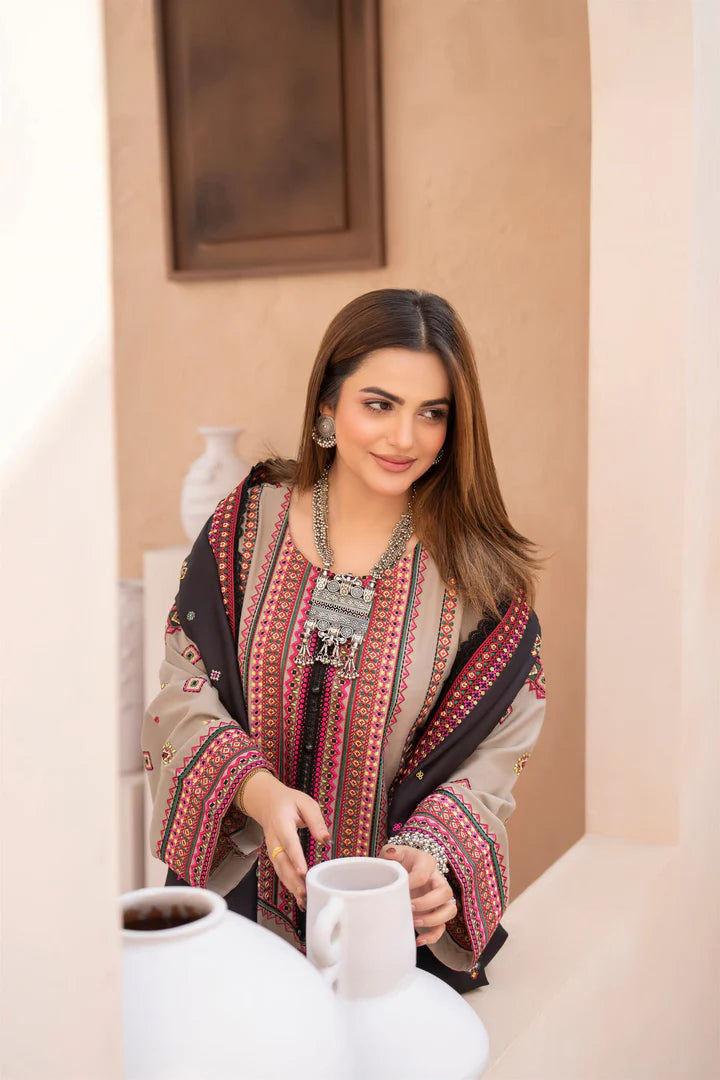 Karma Mishal Luxury Winter Collection – 3-Piece Ready-to-Wear (1533 Light Oatmeal)