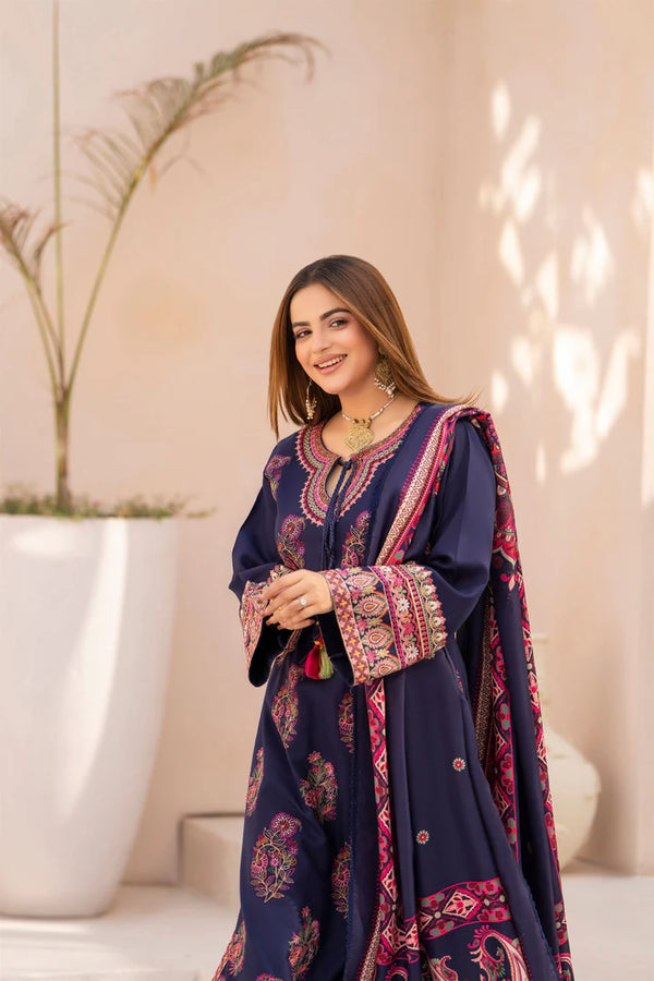 Karma Mishal Luxury Winter Collection – 3-Piece Ready-to-Wear (1534 Admiral Blue)