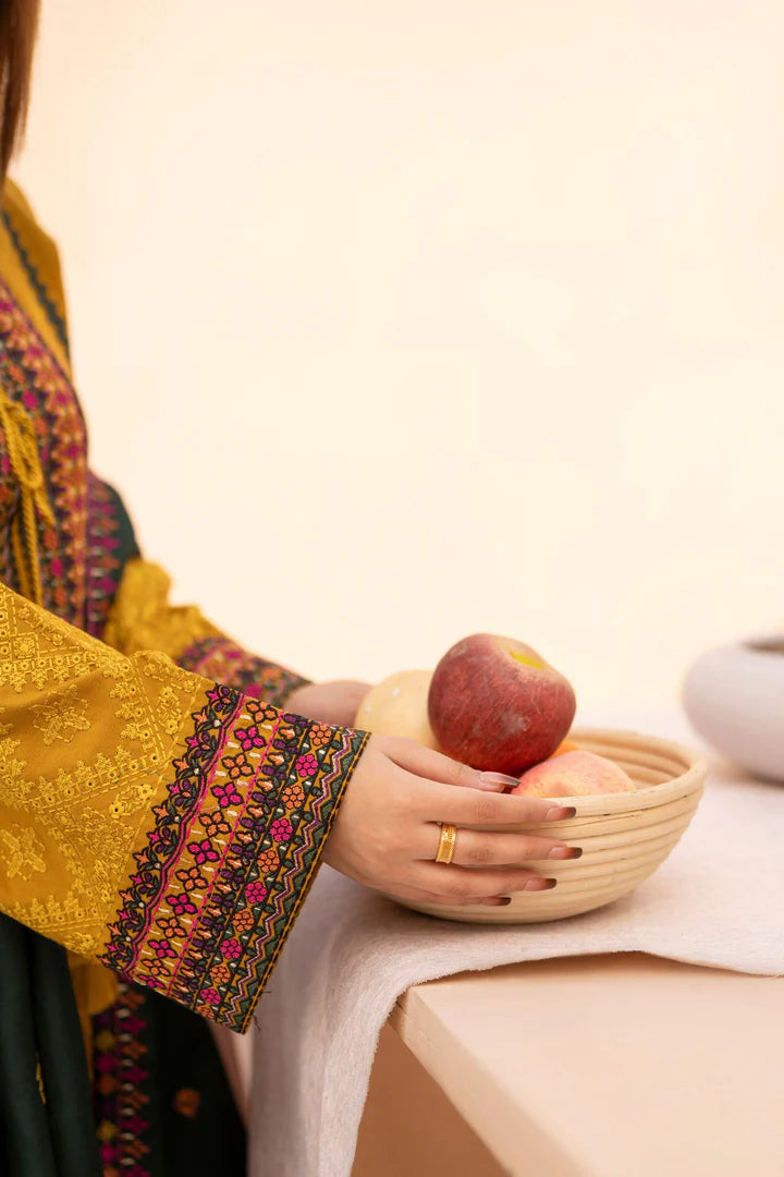 Karma Mishal Luxury Winter Collection – 3-Piece Ready-to-Wear (1535 Mustard Gold)