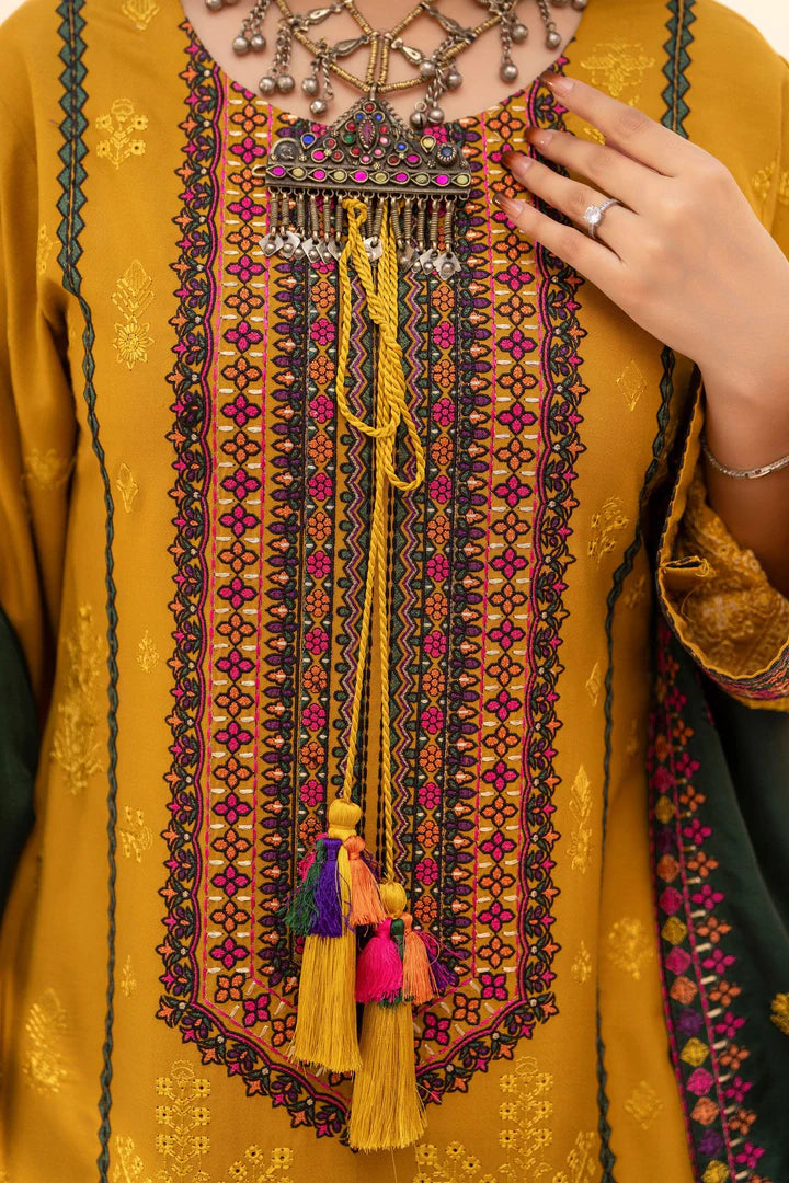 Karma Mishal Luxury Winter Collection – 3-Piece Ready-to-Wear (1535 Mustard Gold)