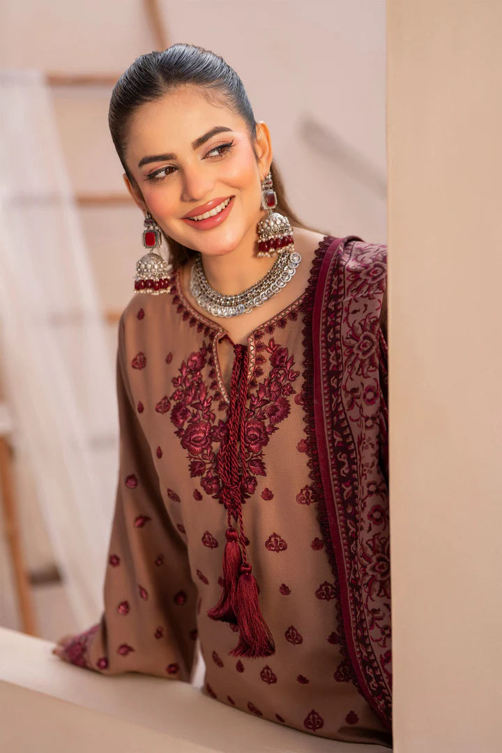 Karma Mishal Luxury Winter Collection – 3-Piece Ready-to-Wear (1536 Espresso)