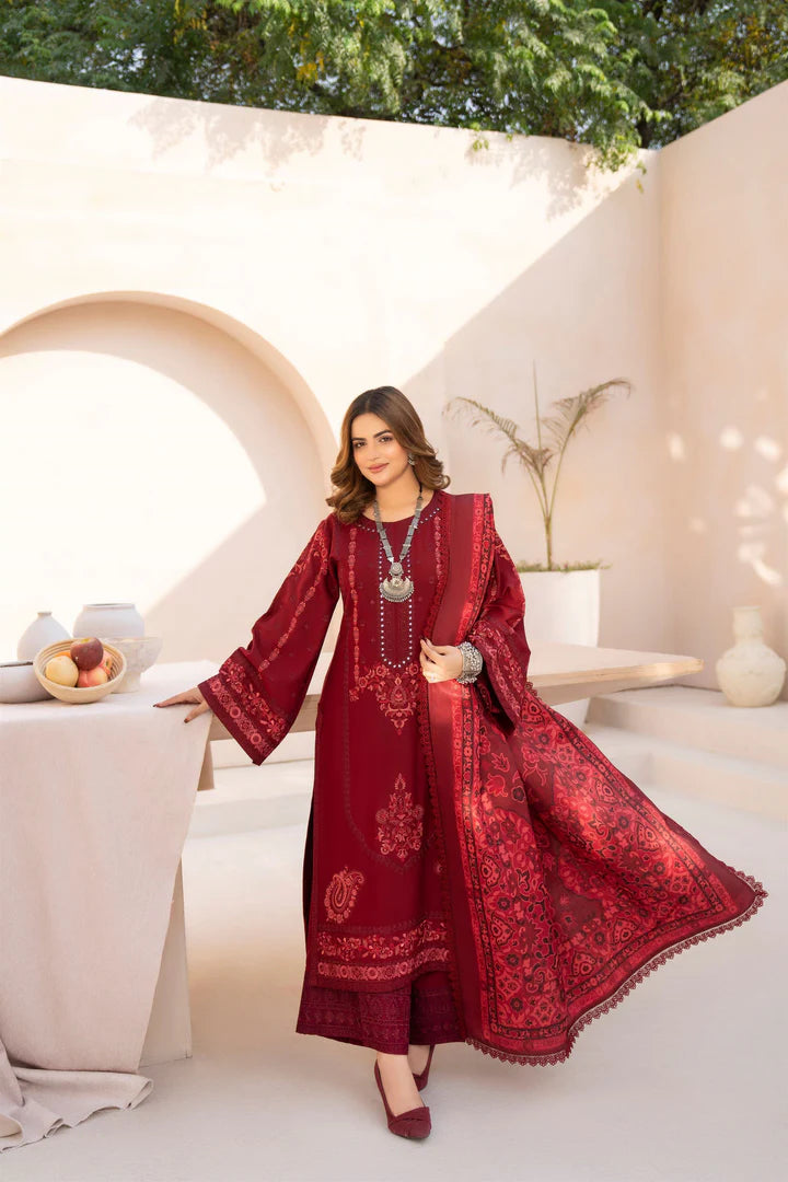 Karma Mishal Luxury Winter Collection – 3-Piece Ready-to-Wear (1537 Ember Red)