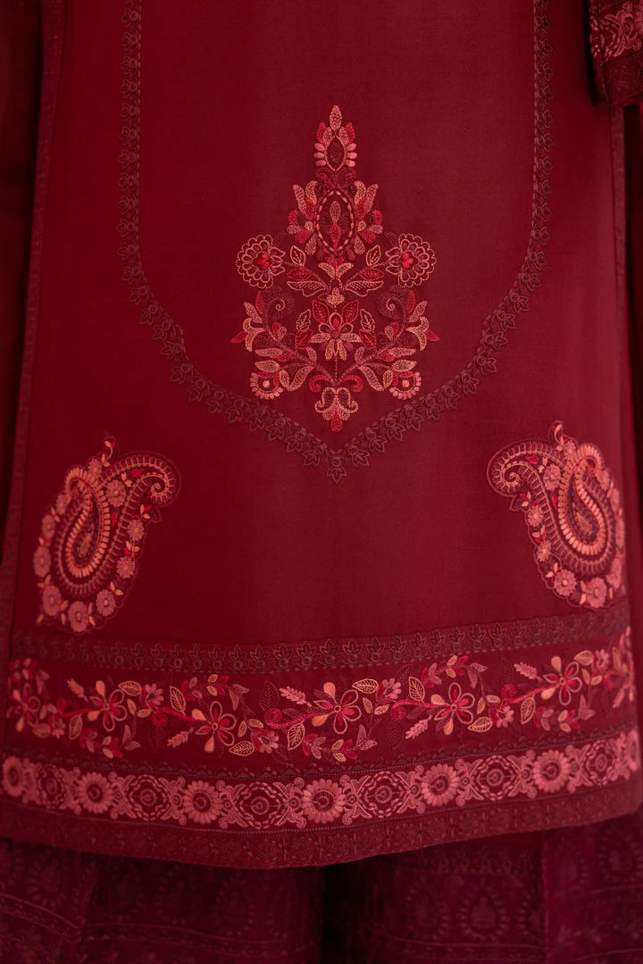 Karma Mishal Luxury Winter Collection – 3-Piece Ready-to-Wear (1537 Ember Red)