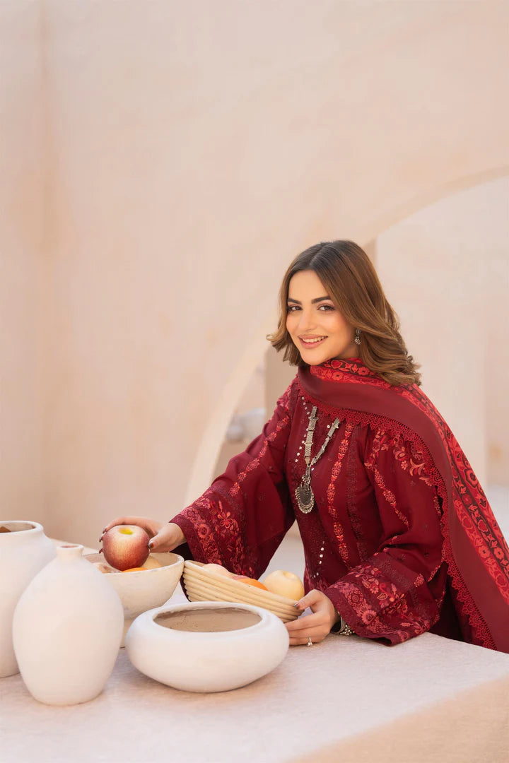 Karma Mishal Luxury Winter Collection – 3-Piece Ready-to-Wear (1537 Ember Red)