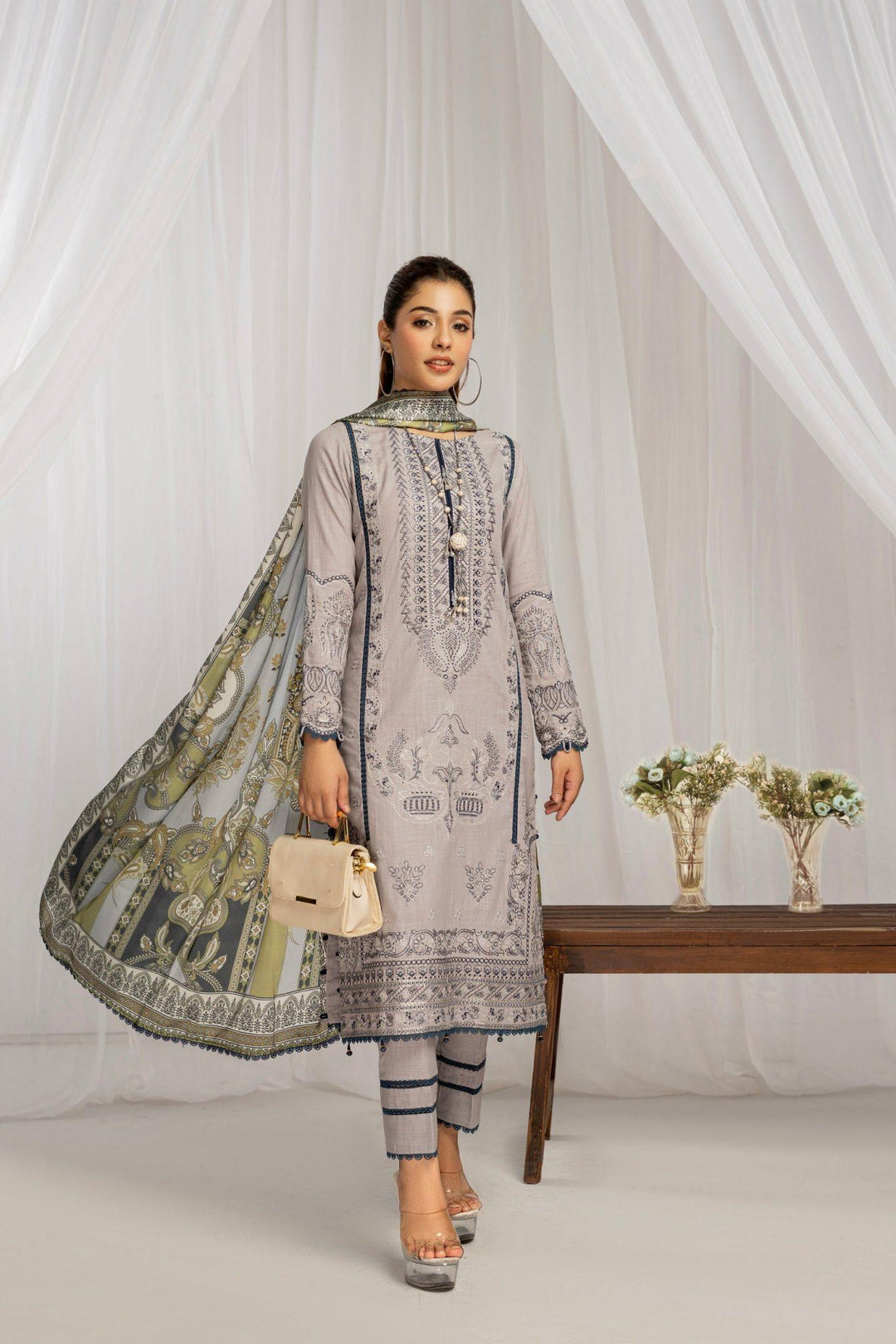 MENA BY CHAMAK 3 PIECE SUITE READY TO WEAR -Warm Taupe