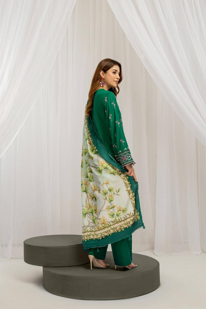 MENA BY CHAMAK 3 PIECE SUITE READY TO WEAR - Deep Forest Green