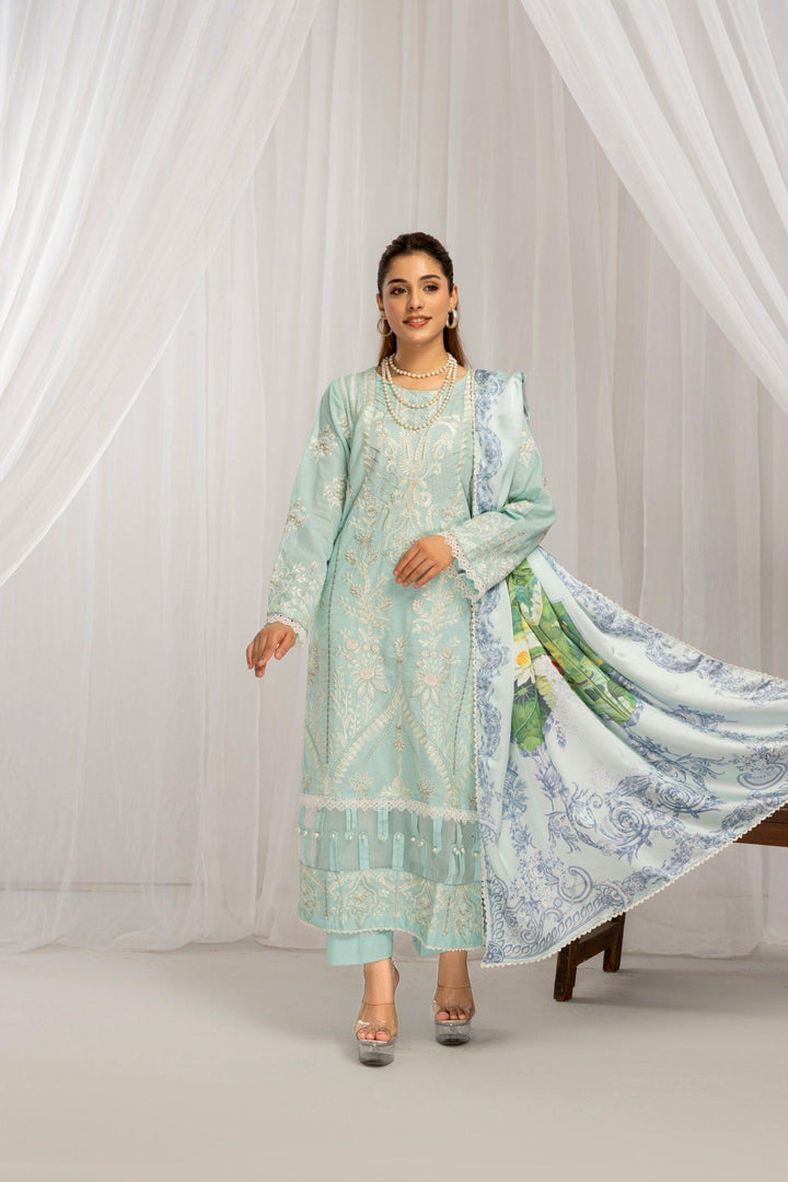 MENA BY CHAMAK 3 PIECE SUITE READY TO WEAR - Sage Mist