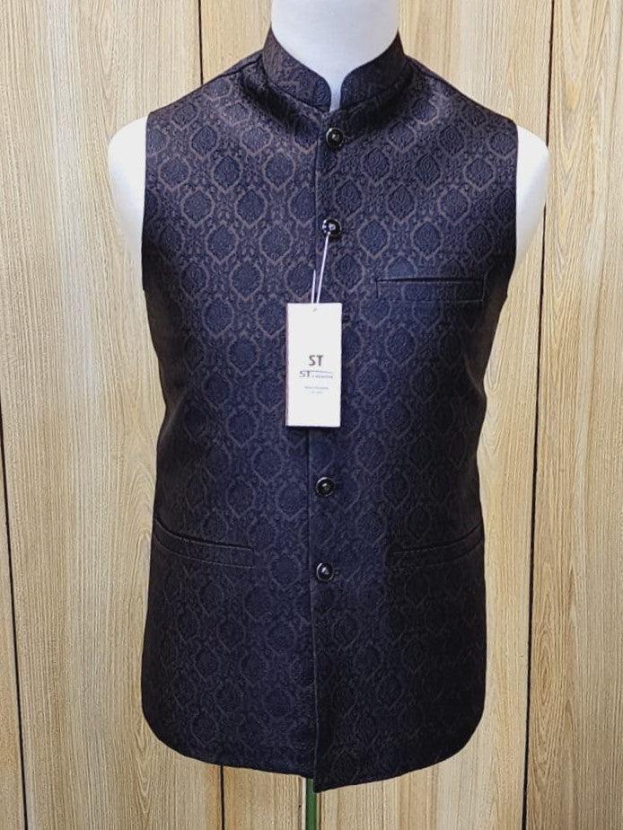 Men's Brown Embroidered Waistcoat WQ-09
