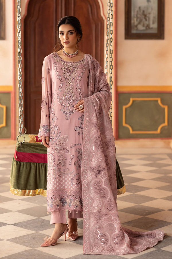 Ramsha 3-Piece Ready To Wear Dastan Vol-3 Chiffon | T-303 Pinkish Gray