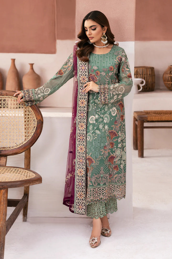 Ramsha 3-Piece Ready to Wear Arzoo Luxury Chiffon Collection - U-103 Green