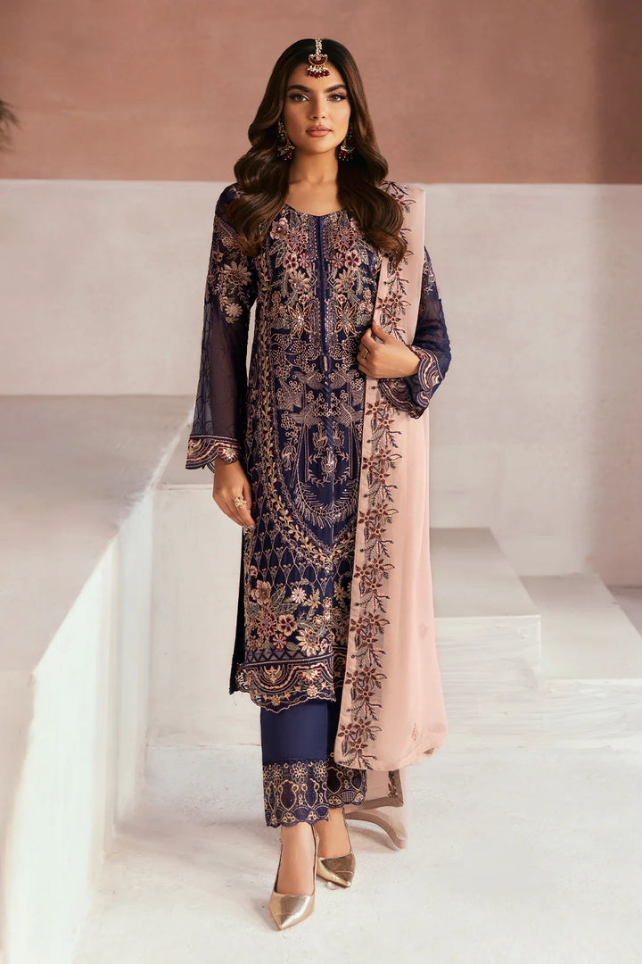Ramsha 3-Piece Ready to Wear Arzoo Luxury Chiffon Collection - U-104 Blue