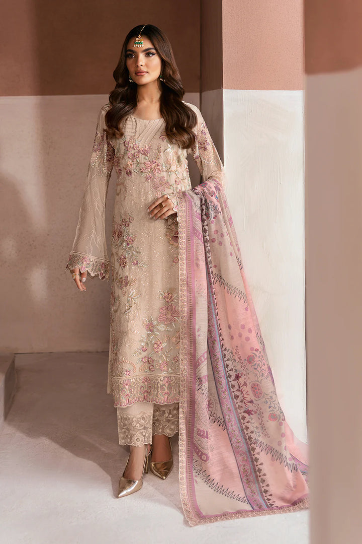 Ramsha 3-Piece Ready to Wear Arzoo Luxury Chiffon Collection - U-111 Beige