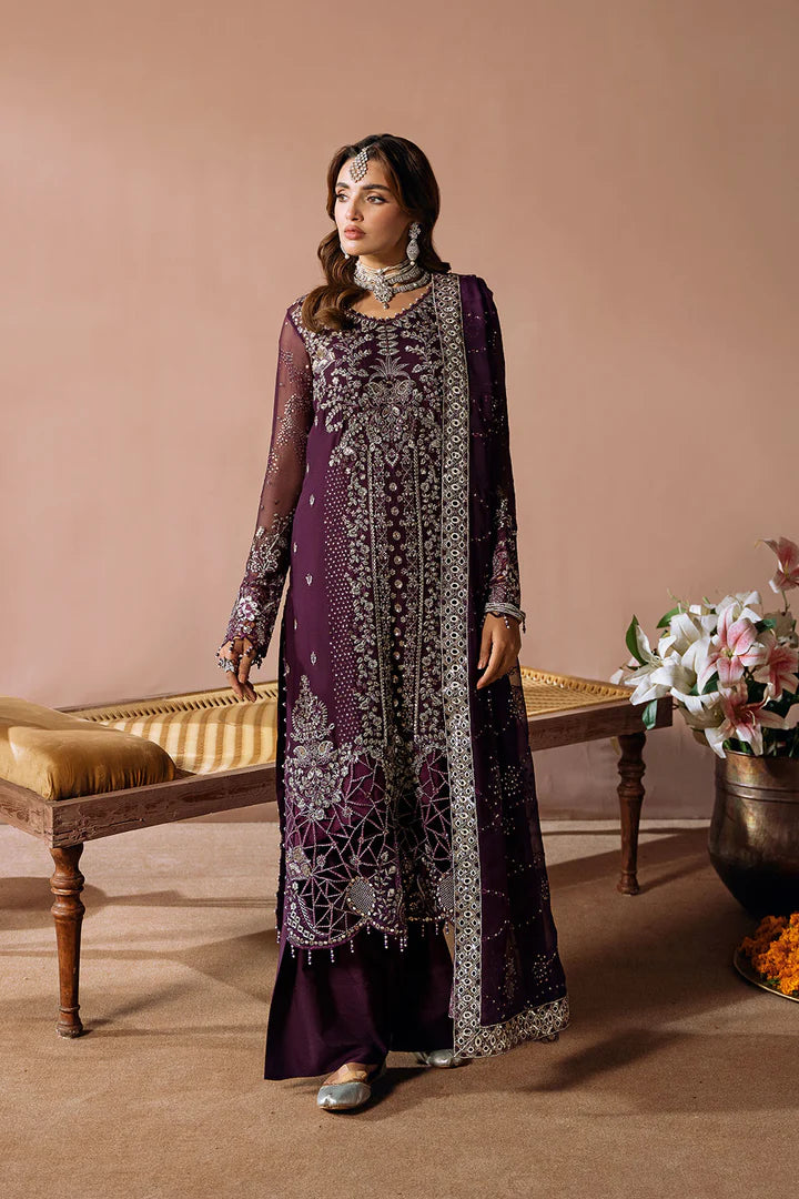 Ramsha 3-Piece Ready to Wear Dastak Luxury Chiffon Collection Vol-2 - Q-208 Purple