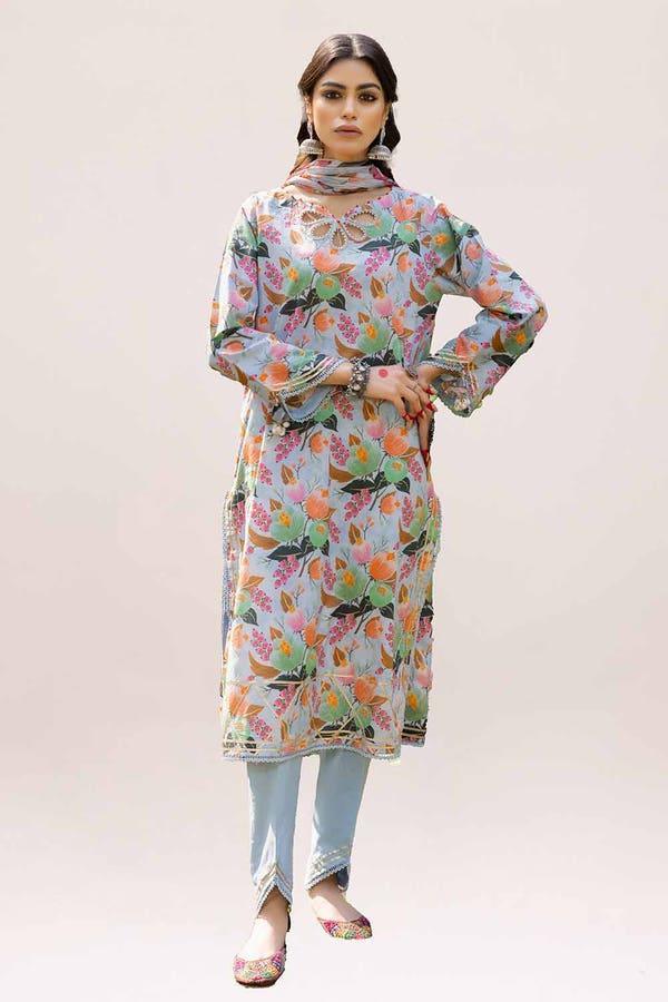 GUL AHMED 3PC UNSTITCHED PRINTED LAWN SUIT WITH LUREX CHIFFON DUPATTA SP-42011