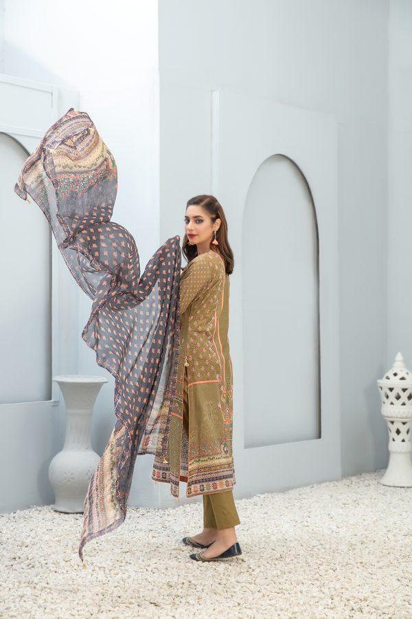 TAWAKKAL FABRICS 3 PIECE STITCHED LAWN SUIT D-7260