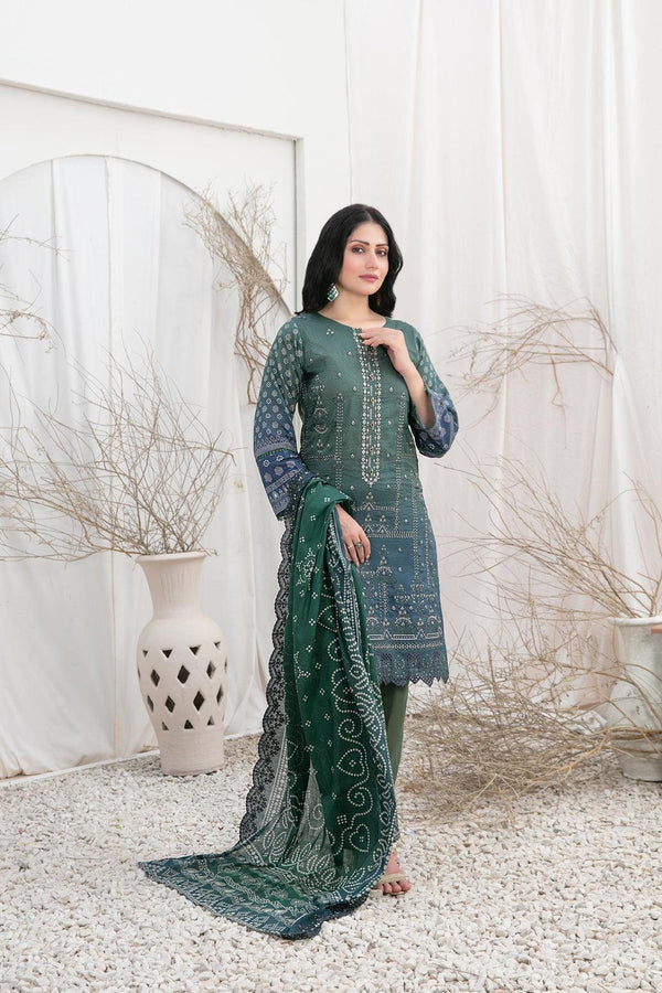 TAWAKKAL FABRICS Tahnia 3-Piece Stitched GREEN D-3164