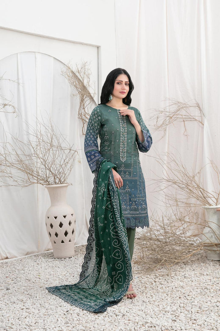 TAWAKKAL FABRICS Tahnia 3-Piece Stitched GREEN D-3164