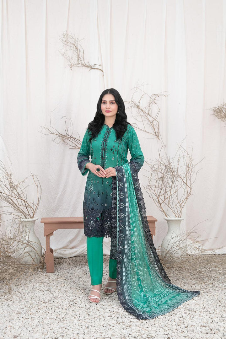 TAWAKKAL FABRICS Tahnia 3-Piece Stitched SEA GREEN D-3165