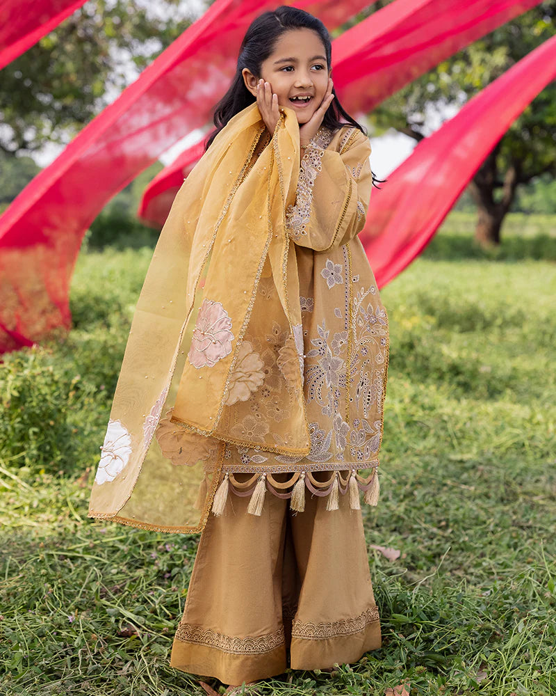 Allys 3-Piece Ready to Wear Mother &amp; Daughter AL-1027 Mustard