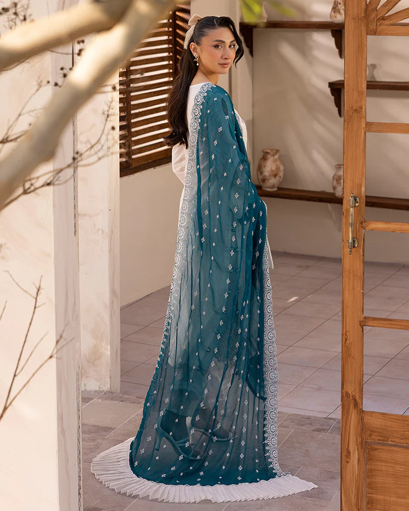 ALLYS 3 PIECE READY TO WEAR COTTON CHIKANKARI AL-1017 - WHITE