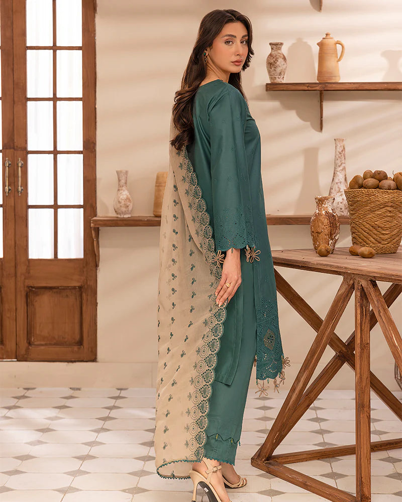 ALLYS 3 PIECE READY TO WEAR COTTON CHIKANKARI AL-1019 - GREEN