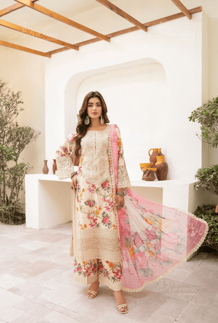 3-Piece Ready to Wear Karma Collections BARLEY WHITE KC-1508