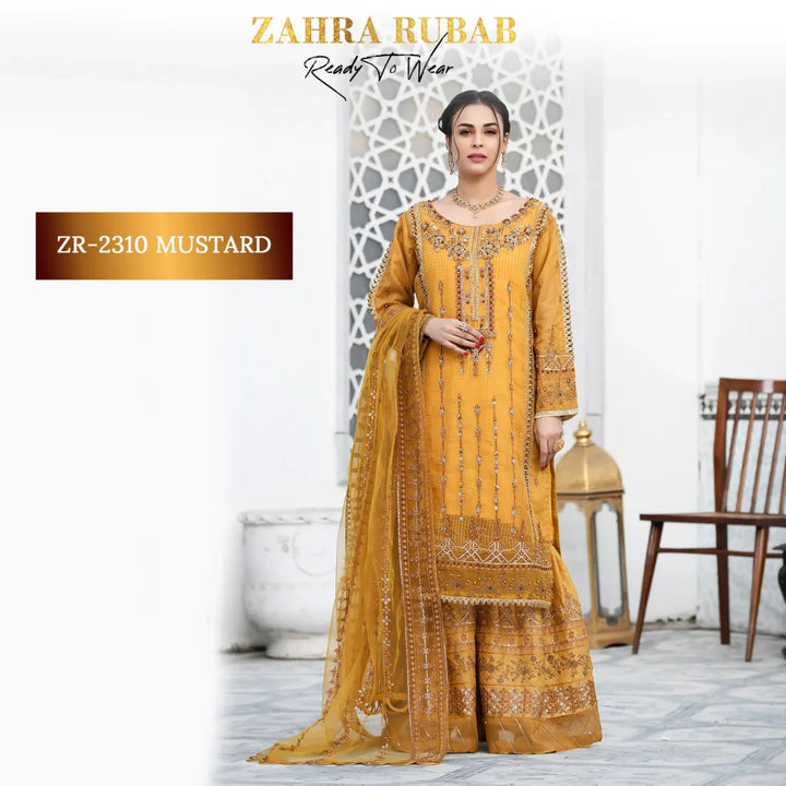 ZAHRA RUBAB 3 PIECE READYMADE MUSTARD ZR-2310