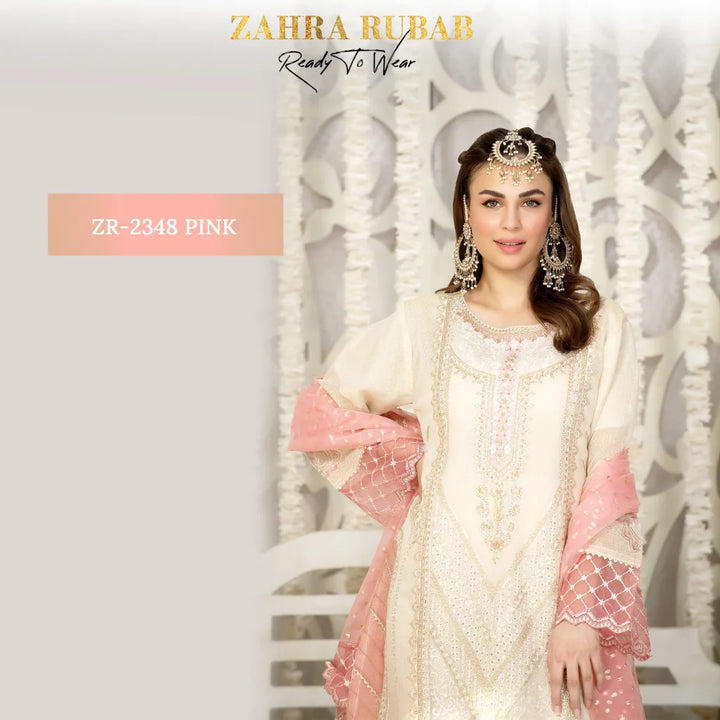 ZAHRA RUBAB 3 PIECE READYMADE PINK ZR-2348